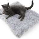 Furry Pet Bed/Mat (Convertible) - Grey, 24"L x 20"W x 3"Th