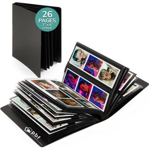 pbf Photo Booth Album | 2x6 Strips Memory Book | 26 Pages, Holds 104 Photos (Black, Wedding, 1-Pack)