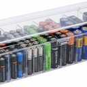 Battery Organizer,Clear Battery Storage Box with lid,8 Slot Battery Storage Case Removable Dividers for Common Types Batteries, Household Container(Clear)