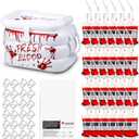 Soulchen Halloween Inflatable Cooler with 24 Blood IV Bags for Drinks, Spooky Hospital-inspired Drink Cooler and Reusable Drink Pouches for Halloween Zombie Vampire Party, Nurse Graduation Decorations