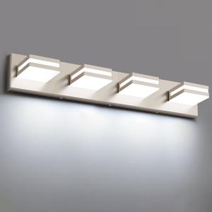 Bathroom Lights Fixtures Over Mirror, 360Rotate Modern LED Vanity Lights for Bathroom, 32W Dimmable & High CRI Acrylic Wall Lighting, No Assembly Required (Brushed Nickel, 4-Light, 24 Inch)
