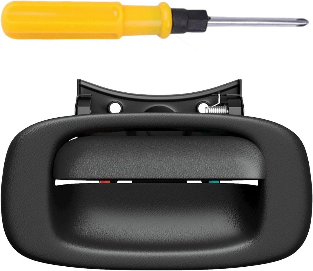 Tailgate Handle with Bezel Trim & Clips Set Compatible with 1999-2007 Chevy Silverado & GMC Sierra 1500 2500 3500 HD, Replaces 15997911 15228541 15228539