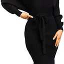 Chang Yun Women's Long Maxi Sweater Dresses Sexy Wrap Batwing V Neck Slit Open Back Holiday Bodycon Dress with Belt, Smal