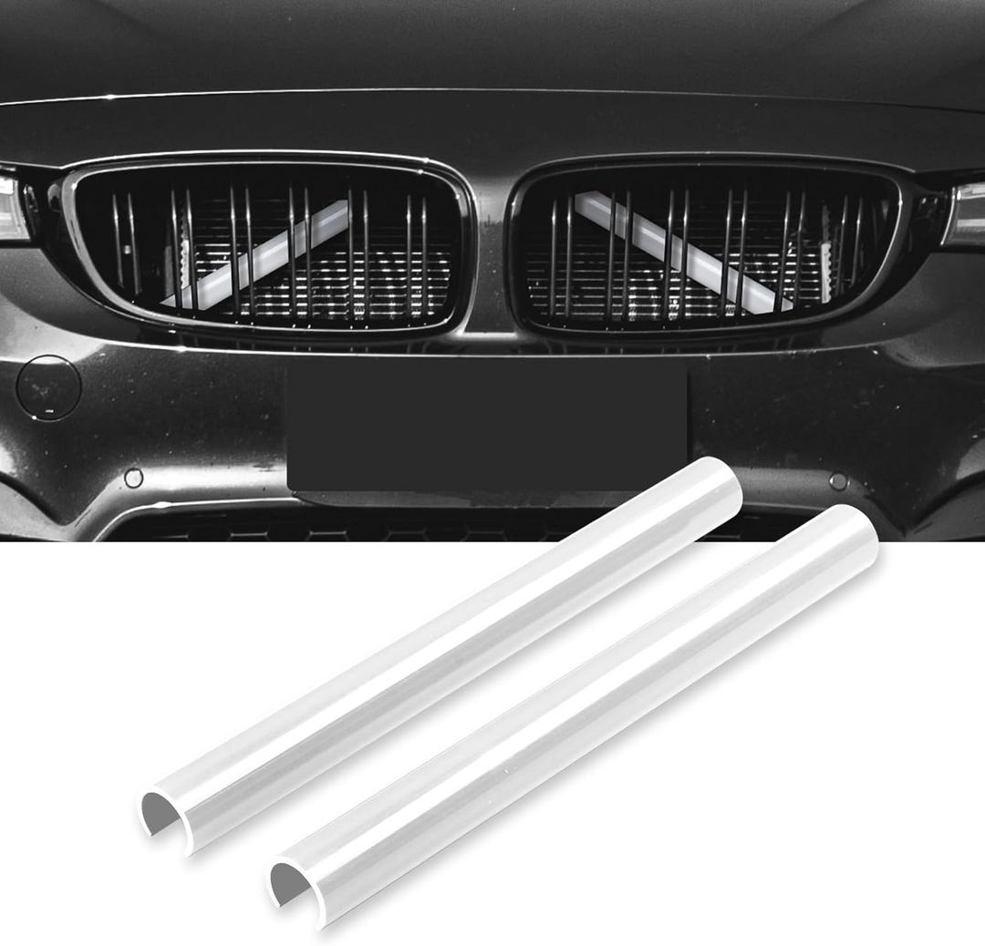 AggAuto Compatible with BMW Grille Inserts Stripes for 1/2/3/4/5 Series (F20 F21 F22 F23 F30 F31 F32 F33 F34 F36 F45 F46) 2011-2021, 328i/320i/335i/428i Grill Insert Accessories White V Brace Cover
