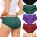 voenxe Women Underwear Cotton Hipster Breathable Bikini Full Coverage Panties Comfortable Low Rise Ladies Briefs 5 Pack (Medium, Vintage)