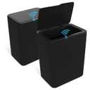 Naisu 4 Gal Bathroom Trash Can with Lid,Automatic Garbage Can with Touchless and Sealed Design,Slim Motion Sensor Waterproof Plastic Trash Bin Suitable for Bedrooms,Bathrooms,Kitchens, 2 Pack, Black