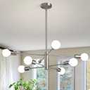 RUIYEY Modern Sputnik Chandeliers Light, 8 Lights Brushed Nickel Dining Room Chandelier Over Table, E26 Mid Century Ceiling Light Fixtures Height Adjustable Hanging Pendant Lighting for Entryway Foyer