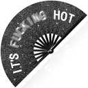 Vercraft Large Folding Hand Rave Fan for Men Women Bamboo Folding Clack Hand Fan for EDM Music Disco Rave Festival Party Supplies(Cool)