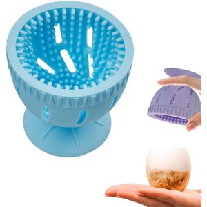Silicone Egg Brush Cleaner, Fresh Egg Washer, Premium Egg Washer and Brush, Cleaner with Suction Cup for Fresh Eggs (Blue)