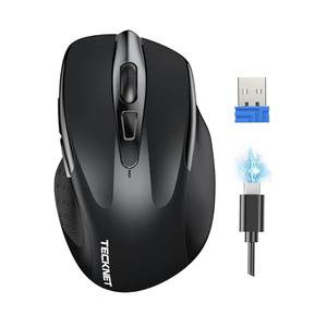 TECKNET Wireless Mouse Rechargeable, 2.4G USB-A Silent Mouse, Quiet Click, 6 Adjustable 4800 DPI, Cordless Computer Mice, Ergonomic Mice for Laptop, 6 Buttons for Chromebook, Ergo Grip - Black