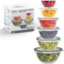 COOK WITH COLOR 3 Pcs Glass Mixing Bowl Set with Lids Borosilicate Glass Nesting Bowls for Cooking, Baking and Meal Prep, Gray