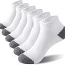 6 Pairs Low Cut Running Socks, Cushioned Athletic Socks with Arch Support, Reinforced Head & Heel for Durability (White, L)
