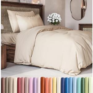 Duvet Cover Twin/Twin XL Size Set - Extra Soft Twin/Twin XL Duvet Cover 68" x 90" with 1 Pillow Sham - Hotel Luxury, Easy Care, Fade Free w/ Zipper Closures & Ties - Comfy, Cozy & Breathable (Wheat)