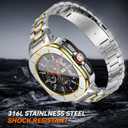 BAITEYOU Stainless Steel Bands with Case Compatible with Samsung Galaxy Watch Ultra 2/1 47mm (2025 2024), Rugged Protector Cover Metal Band for Galaxy Watch 7 8 Ultra for Men (Silver & Gold)