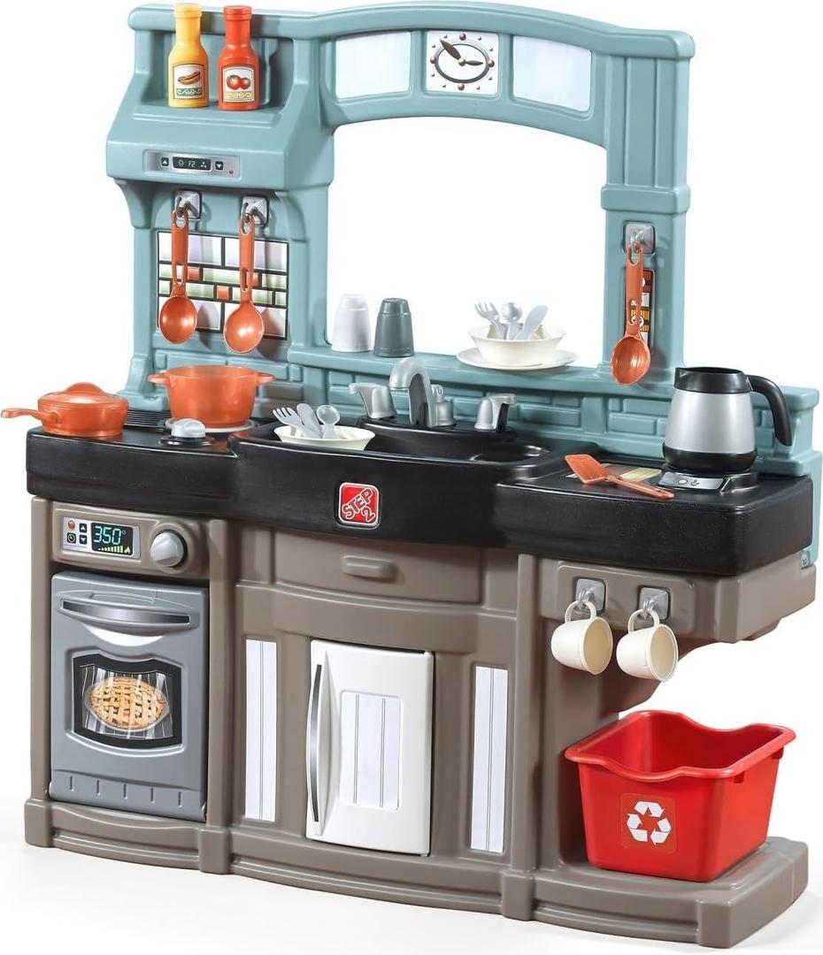 Step2 Best Chefs Kids Kitchen Playset, Indoor/Outdoor Kitchenette, Interactive Play with Lights and Sounds, Made of Durable Plastic, Includes 25 Piece Toy Accessories, For Toddlers 2+ Years Old