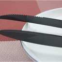 Stainless Steel Mirror Polished Flatware Set, Steak Knife Dinnerware Knife Fork Salad Fork Dessert Spoon 6-piece, Service for 1, Black