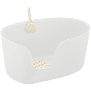 Richell PAW TRAX High Wall Cat Litter Box XL, Large High Sides Cat Litter Pan in White