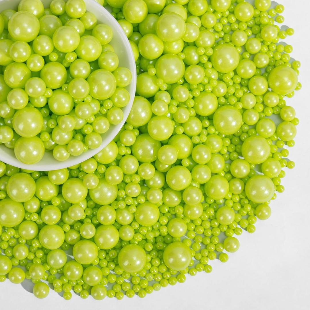 Edible Green Pearl Sprinkles,130g,Bright Green Pearls,Light Spring Sugar Pearls Mix Size Sprinkle for Cake Decorating,Baking Edible Candy,Cake Decorations,Cupcake Toppers,Cookie Donuts Ice Cream Toppings,Birthday Party Easter Supplies