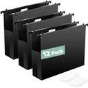 Shutex Extra Capacity Plastic Hanging File Folders,12 Pack Reinforced Hang Folders Letter Size,Accordian Pocket,Heavy Duty 2 Inch Expansion,Hard Hanging Folder Organizer for Office Home,Black