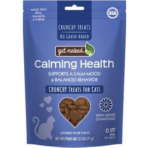Get Naked Cat Calming Treats | Crunchy Salmon & Cheese Flavor | Feline Anxiety Relief & Stress Control | Grain-Free Cat Calming Product | Made in USA 2.5 oz (EXP 05/07/26)