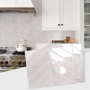 STICKGOO 10 Sheets Thicker Herringbone Peel and Stick Backsplash, 12.69.7 Stick on Wall Tiles, Self Adhesive Tile Sticker for Kitchen Backsplash and Bathroom, Smoky Pink
