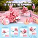 Remote Control Motorcycle for Girls with RGB Wheels Lights, RC Motorbike Toy, 360 Rotations, 55 Min Play, Stunt Motocross with Rider, 2.4Ghz RC Dirt Bike Birthday Xmas for Girls 4-12 (Pink)