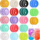 36-Pack Colorful Acrylic Cup Lids with Straw Hole - Spill-Proof Reusable Covers for 16oz Glasses & Tumblers - Perfect for Iced Coffee, Beer, Beverages