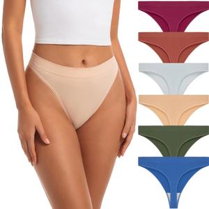 Jo & Bette Seamless Thongs for Women - High Waist Panties 6 Pack - Thong Underwear Pack Breathable No show Sports (XL)
