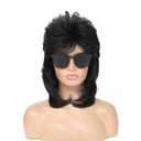 Adequate Mullet Wigs for Women, Joe Dirt,Emo Wig,80s 90s Costumes Fancy Party Accessory Cosplay Wig, Halloween Man x (Black)