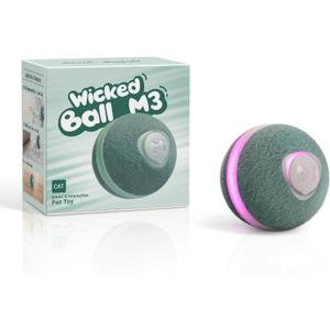 Cheerble 2025 Upgrade Interactive Cat Ball, Wicked Ball M3, Automatic Moving Toy for Indoor Cat Kitten, Smart Anti-Depression Pet Toy Fun Gift with Light (Green)