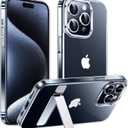Temdan Designed for iPhone 15 Pro Max Case Clear with Kickstand,[Anti-Yellowing][Military-Grade Drop Protection] Slim Thin Shockproof Protective Cover Phone Case for iPhone 15 Pro Max Case 6.7 inch
