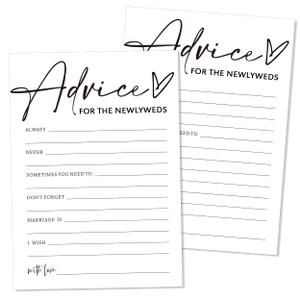 4 x Advice and Wishes Cards for the Newlyweds Mr and Mrs, Bridal Shower Games for 25 Guests Perfect 25 Pcs Minimalist Wedding Advice Cards for the Wedding Reception Decorations Bridal Shower Party - A01