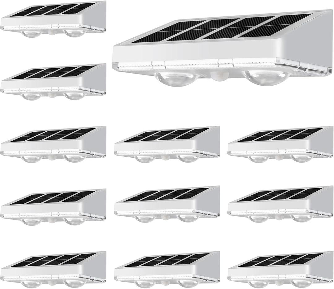 NIORSUN Solar Fence Lights,12 Pack Solars Deck Light,Warm White Color,Outdoor Bulb Waterproof Led IP65,Power Patio Lamp with Lenses for Outside/Backyard/Railing/YardWhite