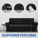 ZNSAYOTX 1 Piece Jacquard Couch Covers for 3 Cushion Couch High Stretch Sofa Cover for Pets Dogs Anti Slip Extra Large Sofa Slipcovers Furniture Protector (XL Sofa, Black)