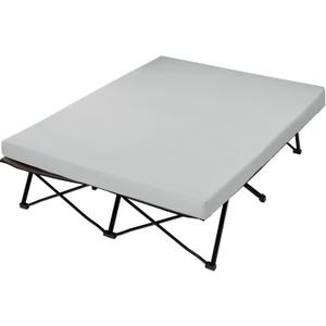 CYMULA Camping Cot Mattress 2in Memory Foam Sleeping Pad,Soft Warm Non-Slip Camping Mattress Topper with Retaining for Adults,Portable Roll up Pad for Travelonly Mattress (QUEEN(60*80*2), Grey)