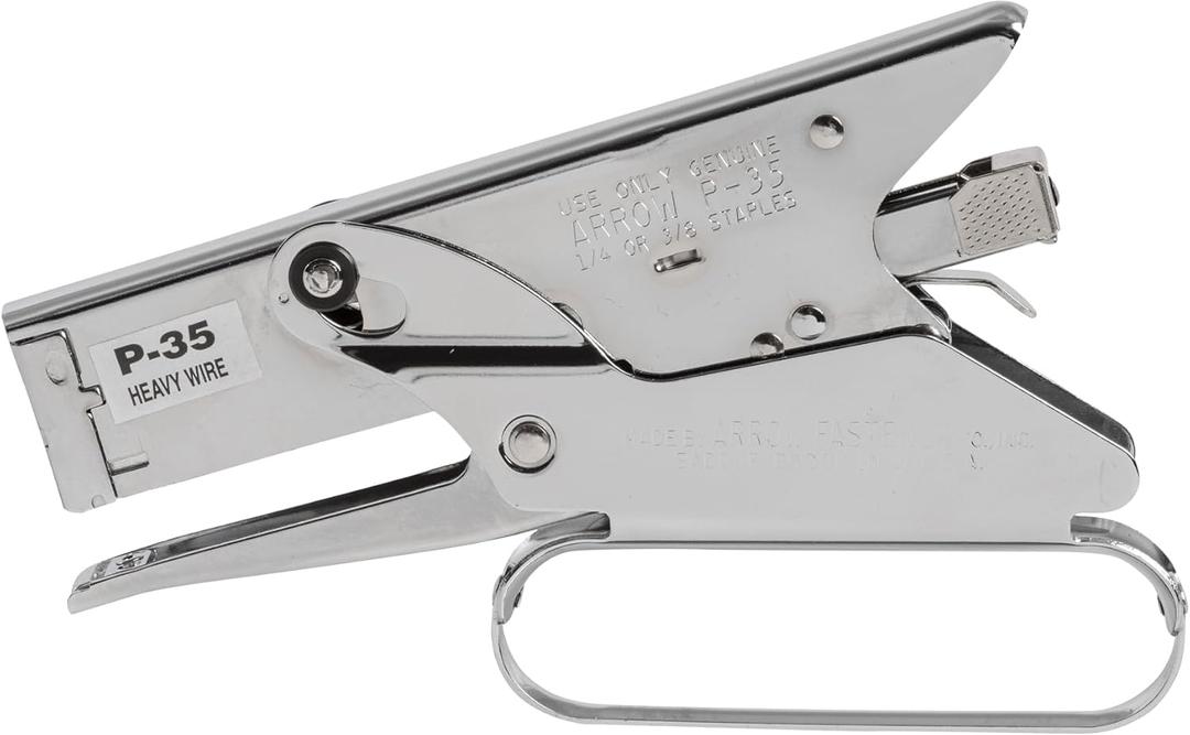 Arrow P35 Heavy Duty Handheld Plier Stapler for Crafts, Office, and Insulation, Uses 1/4-Inch and 3/8-Inch Staples , Silver