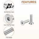 3 x 5/16-18 x 1-1/4" Flat Head Socket Cap Screws, 15 Pack 304 Stainless Steel Hex Socket Flat Head Screws, Full Thread, Countersunk Bolts