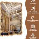 20 * 30 Inch Gold Ripple Rectangle Bathroom Mirror Wall Mounted Large Modern Countryside Suitable for Washroom, Bedroom, Living Room, Entryway