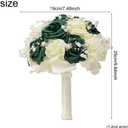 Round Green Ivory Artificial PE Rose Bouquet with Pearl and Rhinestone for Bridal Toss and Bridesmaids Suit for Wedding Party