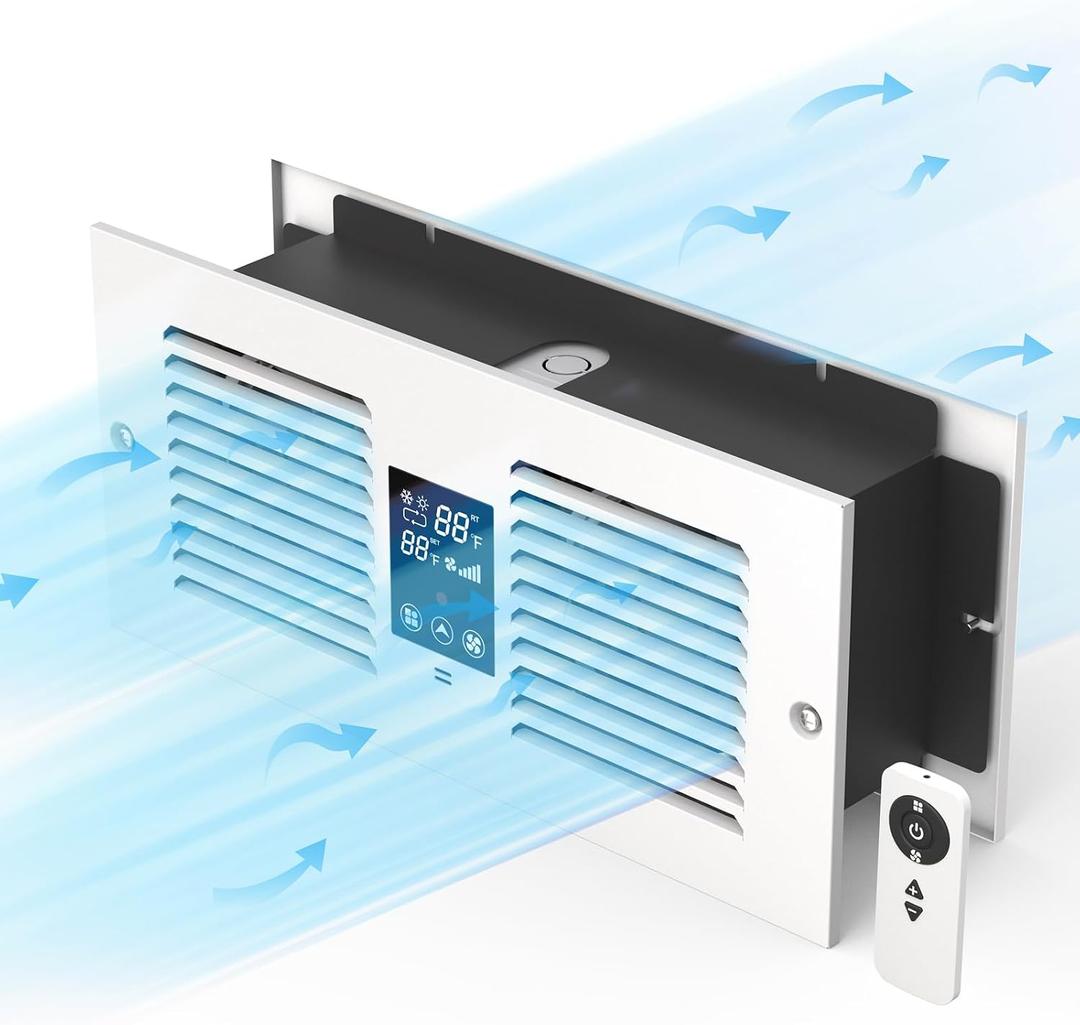 Room to Room Fan with Remote Control, 300CFM Through Wall Vent Fan, 5-Speed Ventilation, with Temperature Control, for Kitchen, Laundry, Hardwired, RTR300