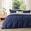 Bedsure Duvet Cover Full Size - Soft Double Brushed Bedding Set for Kids & Adults, Zipper Closure, 3 Pieces, Includes 1 Duvet Cover (80"x90") & 2 Pillow Shams, NO Comforter, Navy Blue