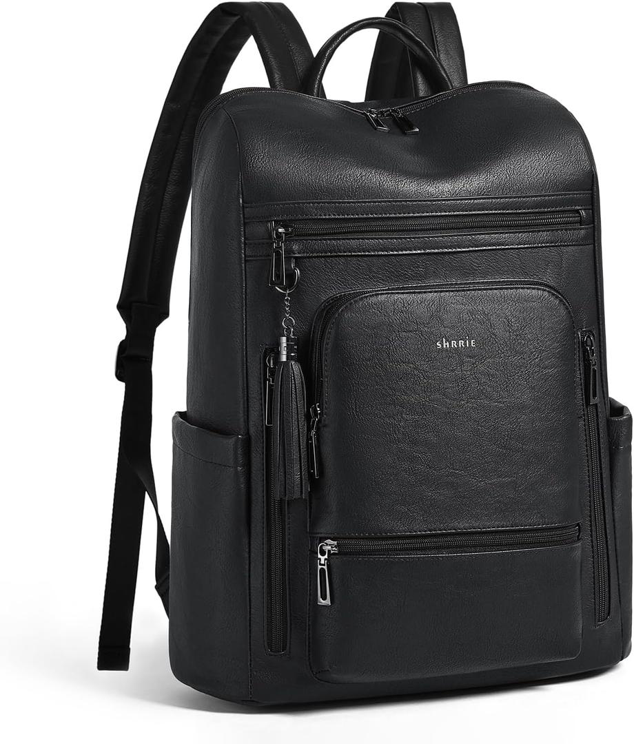 Upgraded Large Travel Laptop Backpack with Laptop Compartmetn Fits 17 inch Laptop,Waterproof Vegan Leather Computer Backpack for Women and Men Work Business College