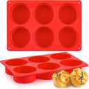 2 Pack Silicone Egg Bite Molds, Deep 3 Inch Non-Stick Round Silicone Baking Pans for Frittata, Breakfast Sandwiches, Muffins, Hamburger Buns, Cornbread