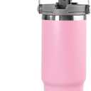 30 oz Tumbler with Handle and Straw Lid, Double Walled Vacuum Insulated Water Bottle Leakproof Tumbler Travel Coffee Mug Thermal Cup, Cupholder Friendly for Office, Home, Sport, Pink