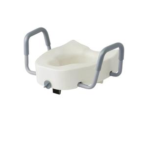 Medline 5" Elongated Raised Toilet Seat, with Lock and Removable Padded Arms- A Medical Seat for Seniors, Elderly, Adults, or Post-Surgery Recovery, 1 Ct.