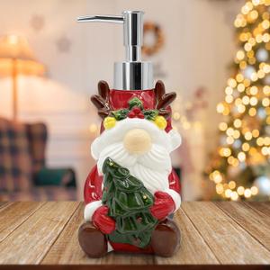 Hexagram Christmas Soap Dispenser, Christmas Kitchen Bathroom Decor, Xmas Santa Ceramic Soap Dispenser for Home Indoor Decorations, Xmas Refillable Lotion Essential Oil Dispensers with Pump