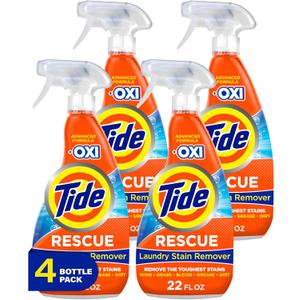 Tide Laundry Stain Remover with Oxi, Rescue Clothes, Upholstery, Carpet And More From Tough Stains, Stain Treater, 22 Fl Oz (Pack of 4)