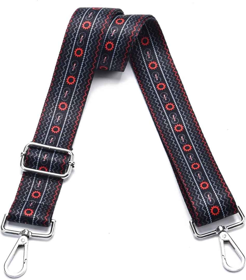 Wide Purse Strap Adjustable Replacement Crossbody Bag Strap Silver Hardware Shoulder Straps (Silver Hardware-pattern-38s132-018)