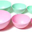 Plastic Bowls for Serving and Mixing - 6 PCs - Reusable Snack Cereal Salad Bowl - Microwaveable and Dishwasher Safe Small Nesting Chip Camping Outdoor - Pink/Green
