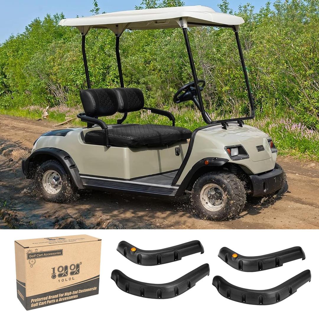 10L0L Golf Cart Fender Flares for Yamaha G14 G16 G19 G20 G22 - Standard Front and Rear Golf Cart Mud Flaps W/Stainless Steel Screws Hardware NOT For Modified Carts Bodies